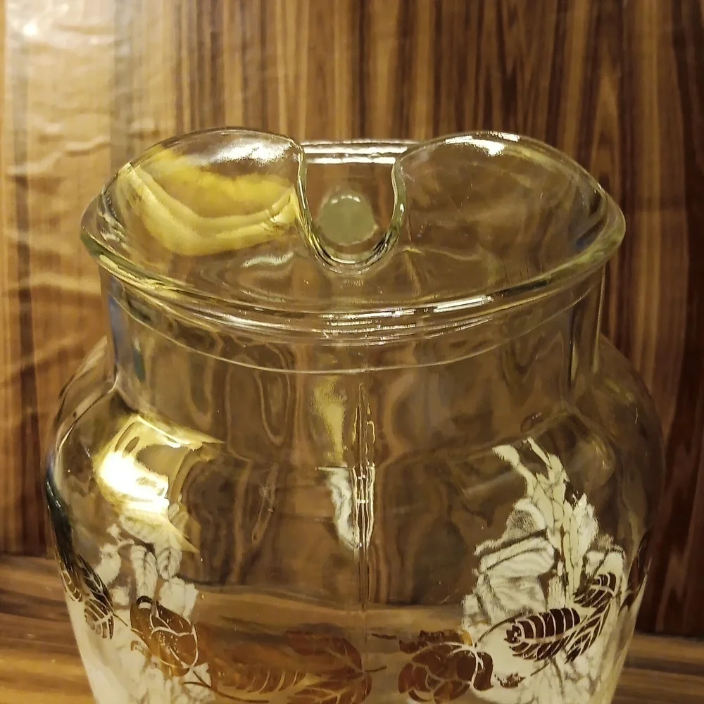 Vintage retro mcm Barlett Collins white gold rose barware pitcher